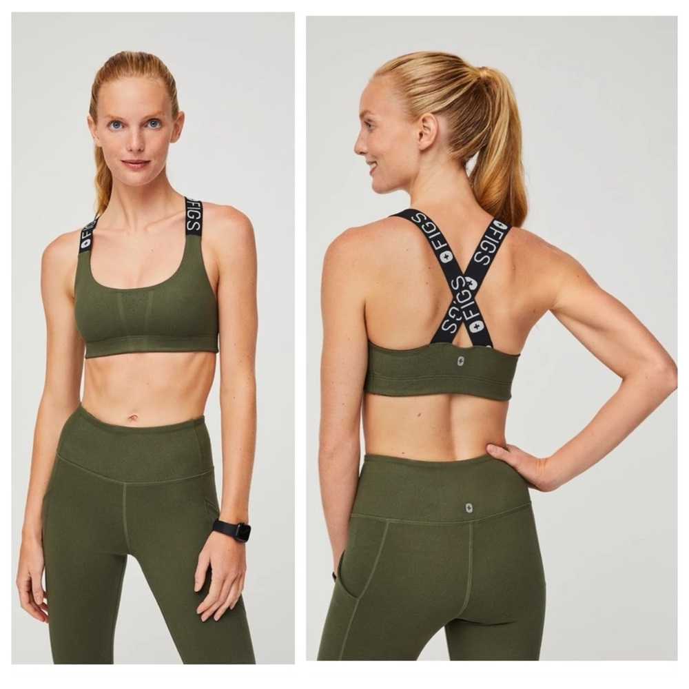 Figs 300 Performance Underscrub Sports Bra Size Small Green Nurse Doctor Medical